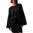 thumbnail image 2 of Womens Long Sleeve Cardigan Sweaters Button Down Knit Outerwear Oversized Chunky Open Front Coats, 2 of 6