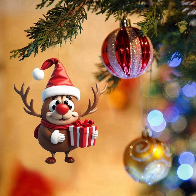 Colgante Decorativo de Familia de Renos y Ciervos para Árbol de Navidad o Coche.
