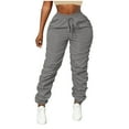 thumbnail image 3 of cocolona Cargo Pants for Women Elastic Waist Drawstring Slim Pleated Joggers Outdoor Hiking Pants Streetwear, 3 of 7
