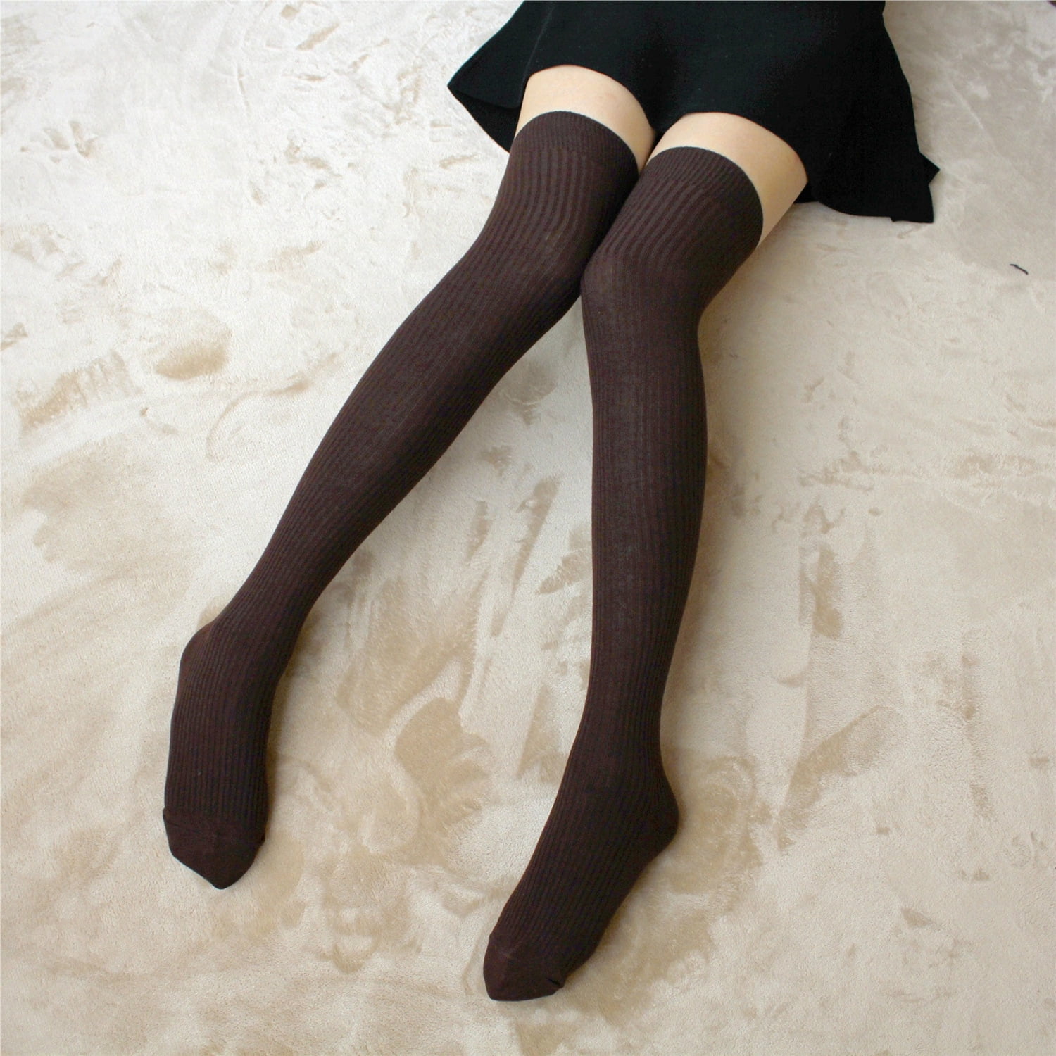 Jadeshay Warm Winter Knee High Socks for Women Boot Black Long Thick