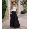 thumbnail image 2 of Whoinshop Womens Boho Maxi Skirt 2026 Summer Cruise Casual High Waist Tie Flowy Long Skirt with Pockets For Beach Vacation, 2 of 6