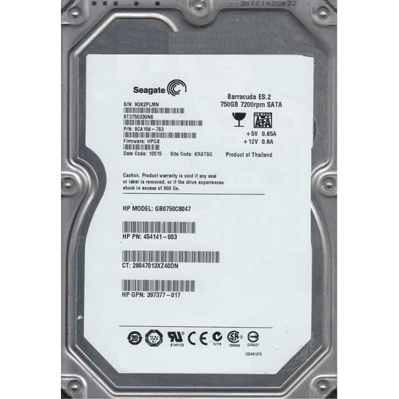 ST3750330NS, 9QK, KRATSG, PN 9CA156-783, FW HPGB, Seagate 750GB SATA 3.5 Hard Drive