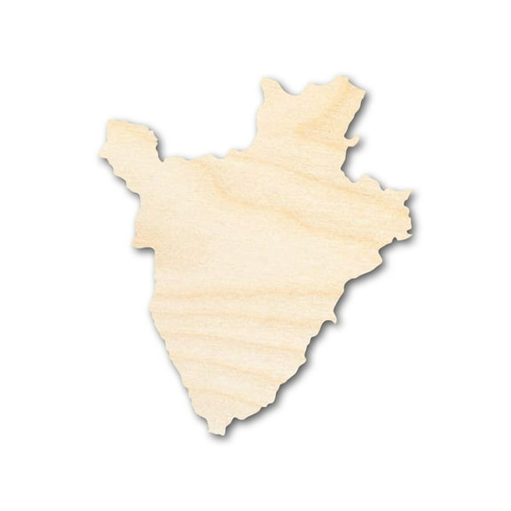 Unfinished Wood Burundi Country Shape - East Africa Craft - up to 46" DIY 20" / 1/8"