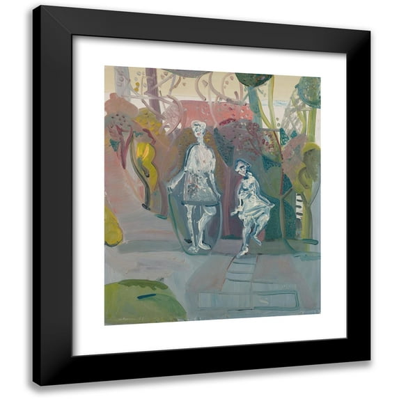 Jakob Weidemann 12x14 Black Modern Framed Museum Art Print Titled - Paradise and Jump Rope (1951)