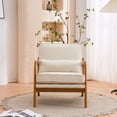 thumbnail image 3 of Tcbosik Living Room Chair with Pillow - Upholstered Linen Reading Armchair with Wood Frame - Single Sofa Chair for Bedroom - Easy Assembly - Off-White, 3 of 10