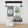 thumbnail image 2 of SPXUBZ Black and White Buffalo Plaid Green Eucalyptus Kitchen Drying Towels for Kitchen Set of 2, 2 of 5