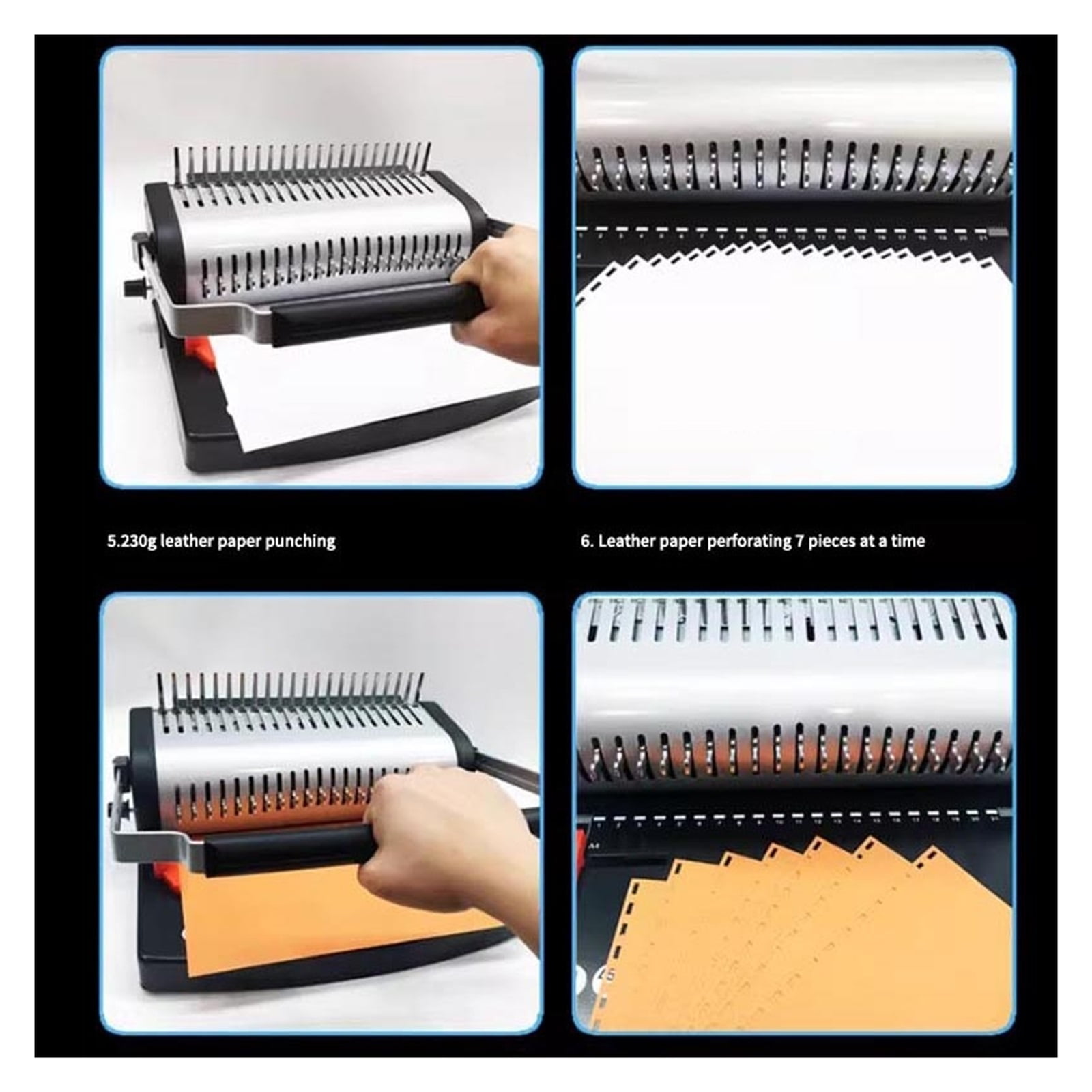 Coil Spiral Binding Machine Manual Book Maker 21-Holes Binding 380 Sheets Punch Binder With Adjustable Coil Binding Spines ,Easy to Operate
