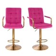 thumbnail image 1 of Set dos bancos para barra o escritorio terciopelo color rosa acabado cromo dorado con brazo giratorio Altura ajustable forrado en material terciopelo euroluce contemporary design, 1 of 1