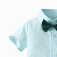 thumbnail image 3 of Boys Summer Outfits Baby Boy Formal Short Set Toddler Summer Gentleman Outfit Kid Short Sleeve Bowtie Shirt Suspender Shorts Suit, 3 of 5