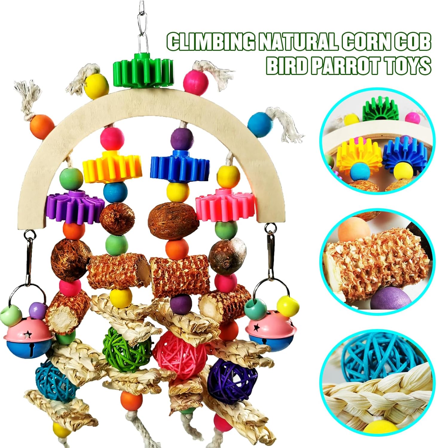 Bird Toys - Natural Corncob Wooden Mango Solid Chew Toys for Parrots