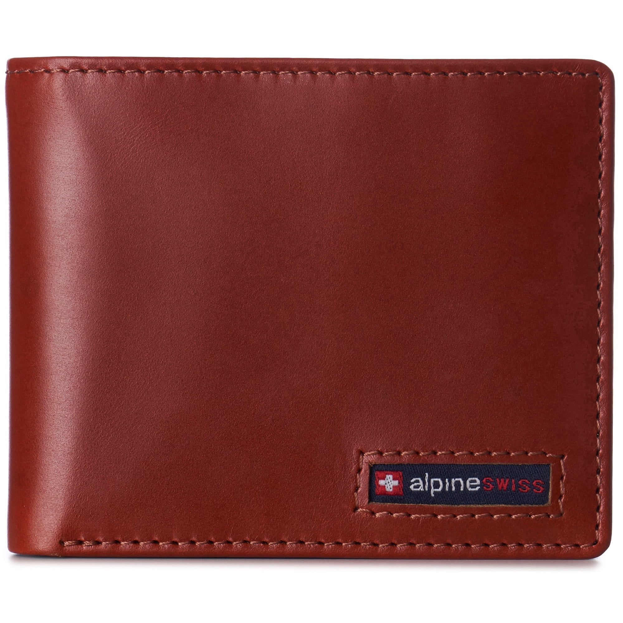 Alpine Swiss Wallet for Men Nolan Commuter Bifold Dual ID Windows for License Work Badge RFID Protection Divided Bill Section Gift Boxed