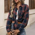thumbnail image 6 of UPPADA Women Plaid Fall Shacket Jacket Button Down Long Sleeve Shirt Lightweight Jacket Fall Clothes Business Casual Shirts,Long Sleeve Button Down,M, 6 of 9