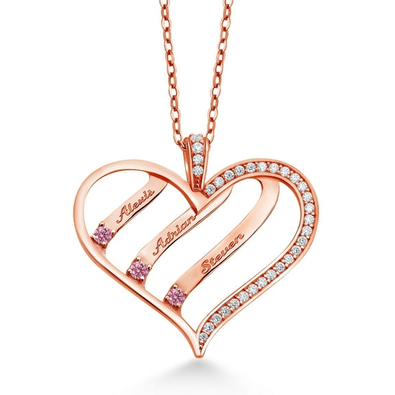 Gem Stone King 0.37 Ct Pink Lab Grown Diamond and Created Moissanite 18K Rose Gold Plated Silver Pendant with Chain