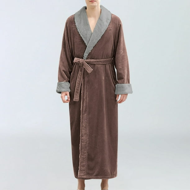 Batas de hombre, camisón de franela grueso y alargado, bata de baño para parejas, ropa de estar, pijamas de poliéster para hombre