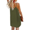 thumbnail image 5 of IROINNID Sundress For Women Ladies Fashion Solid Color Loose Sleeveless Sling Button Dress V-Neck Knee-Length Dress, 5 of 7