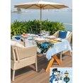 thumbnail image 4 of Outdoor Tablecloth with Umbrella Hole and Zipper, Light Blue Snowman Christmas Rectangle Table Cloth 60x84 Inch Waterproof Tablecloth, Xmas Gifts Wreath Snowflake Picnic Table Cover for Patio Camping, 4 of 7
