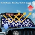 thumbnail image 3 of Uorisanigo Windshield Sun Shade for Jeep Wrangler Blue Cow Print Sun Shade Fit for Jeep Wrangler JL JLU 2018-2025,Aluminum Foil Film Car Winshied Sunshade, Blocking Heat and UV Rays, 3 of 7