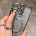 thumbnail image 4 of Compatible with iPhone 14 Pro Magnetic Gardient Glitter Case, Plating Bling Cute Case with MagSafe for Women Girls Full Camera Protector Back Cover for iPhone 14 Pro 6.1'' Silver, 4 of 11
