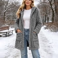 thumbnail image 6 of Open Front Hooded Cardigans for Women Long Fleece Warm Coat Outerwear with Pockets for Daily Wear, 6 of 6