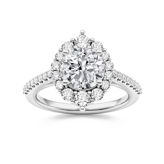 Mila Joya 1 3/4 Carat Round Moissanite Engagement Ring in 14K White Gold Plated Sterling Silver | Vintage Starburst Halo Pave Bridal Ring | Size 7