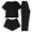 Black, variant on Dianli Sleepwear Loungewear 3-Piece Women's Home Pajama Set Short Sleeve Top Shorts Casual Pants Soft Cotton Blend Lounge Set for Women Nightwear Cozy PJs