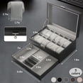 thumbnail image 5 of Bibana 12-Slot Watch Box with Lock, PU Leather Jewelry Organizer with Glass Lid & 2 Drawers for Men and Women, 5 of 7