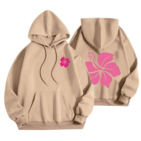 Arnsht Women Cute Printed Hoodies Comfy Preppy Hooded Sweatshirts for Teen Girls Long Sleeve Drawstring Pullover Tops Yellow S