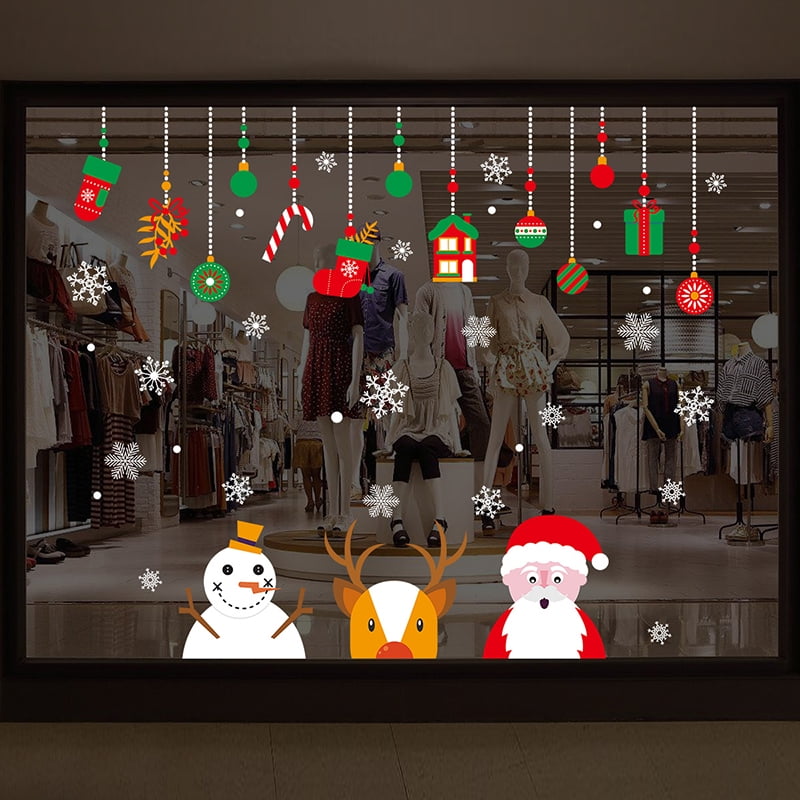 Christmas Window Clings Decals White Snowflakes Stickers Decorations for Holiday Celebration