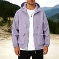 thumbnail image 2 of Amzcrzy Men's Lightweight Upf Long Sleeve Sun Protection Men Hooded Jacket Waterproof Windbreaker Jackets with Pockets Outdoor Zip up for Hiking Running Travel Purple XXXXL, 2 of 9