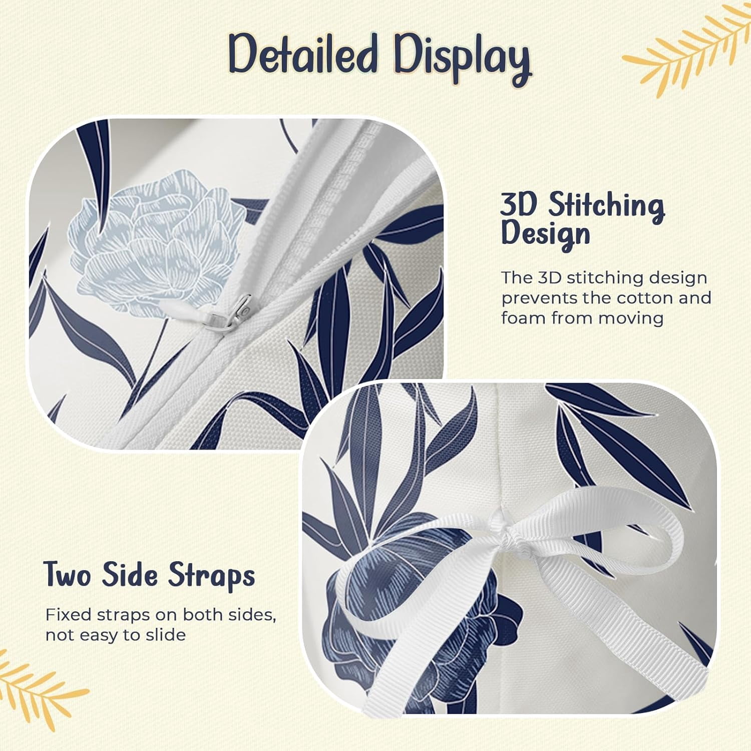 Waterproof Egg Chair Cushion Replacement Outdoor Hanging Egg Chair Cushion 47x35x7 Inches Thicken Couch Cushions with Ties, Blue Enchantress
