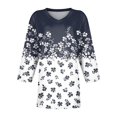 thumbnail image 5 of Fall Tops for Women 2024 Trendy Plus Size Blouse 3/4 Sleeve V-Neck Floral Print Shirts Dressy Casual T-Shirts Fall Clothes for Women 2024 Trendy gray X-Large, 5 of 6