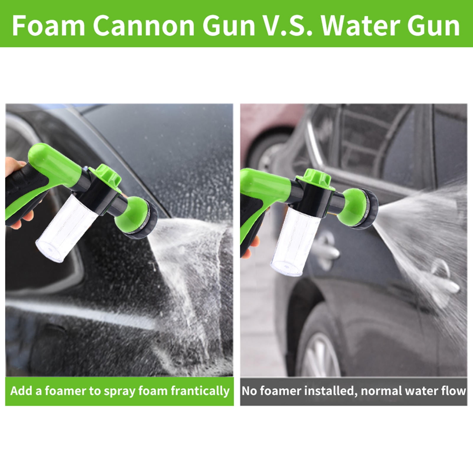 BIMZUC 8‑Pattern Foam Car Wash Sprayer – Dual‑Use Hose Nozzle, Anti‑Freeze & Rust, 4.7”×9.1”×2” for Cars & Home