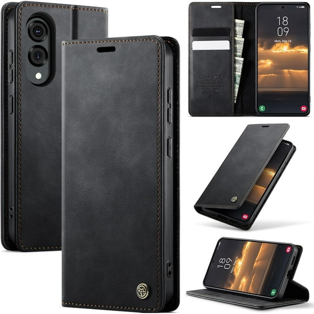 Wallet Case for Samsung Galaxy S25 Edge Leather Wallet Flip Cover with Card Holder, Kickstand, Magnetic Closure, RFID Blocking TPU Shockproof Phone Case Compatible with S25 Edge
