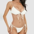 thumbnail image 2 of WREESH Womens Two Piece Swimsuit String Bikini Sets Solid Color Fashion Casual Broadband Sling Binding Bikinis Sets Beach Bathing Suit White, 2 of 6