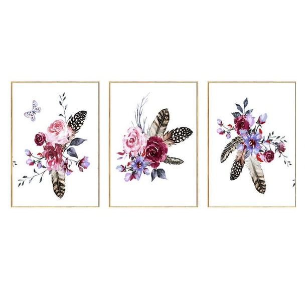 Cuadro Decorativo Lienzo Práctico Delicado Flor Y Cuero Juego De Póster Para Habitación Yuarrent HA014428-00