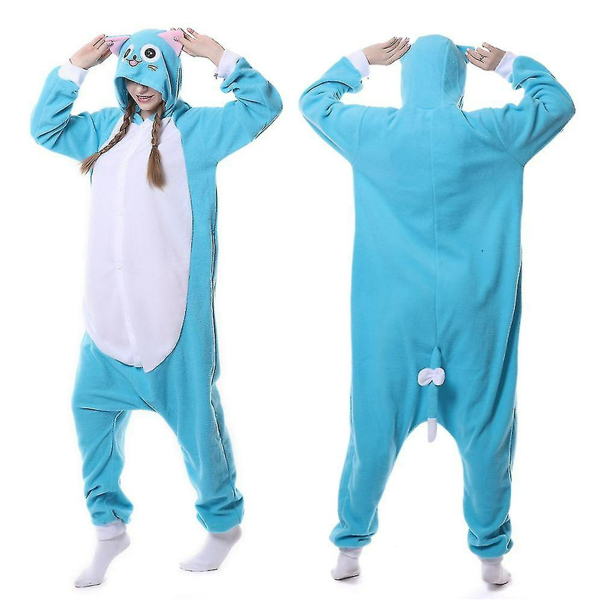Winter Adult Women Animal Anime Fairy Tail Happy Blue Cat Pajamas
