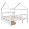thumbnail image 6 of Full Size House Bed with Drawers, Wooden Platform Bed Frame with Roof, Headboard, Footboard, House Bedframe for Teens, Girls, Boys, No Box Spring Needed, White, 6 of 9