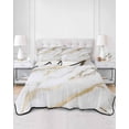thumbnail image 3 of Modern White Gold King Size Down Alternative Comforter, Lightweight Comforter Quilt Bedding Set with Pillow Shams Abstract Marble Geometric All Seasons Bed Comforter Duvet Insert 96"x106", 3 of 7