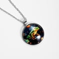 thumbnail image 4 of Starry Sky Frog Glass Design Circle Pendant Necklace - Elegant Jewelry Piece, 4 of 5