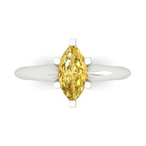 Solitaire Engagement Ring for Women - 1ct Natural Citrine in 18K White Gold Promise Ring