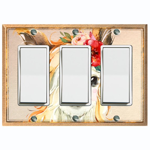 Metal Light Switch Plate Outlet Cover Baby Llama Flower Crown Portrait LLA004
