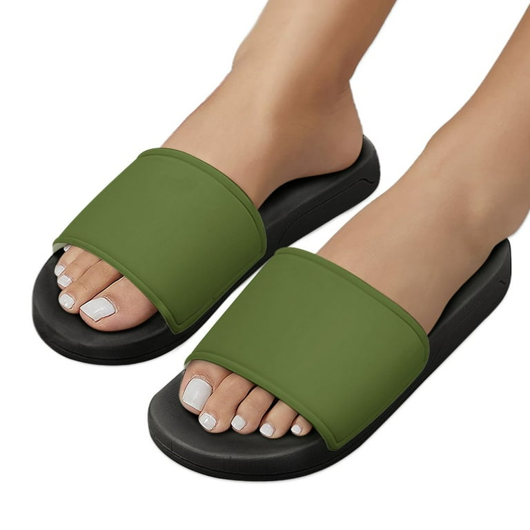 GZHJMY Stylish Slides for Women Men, Gray-green Solid Color  display picture 3