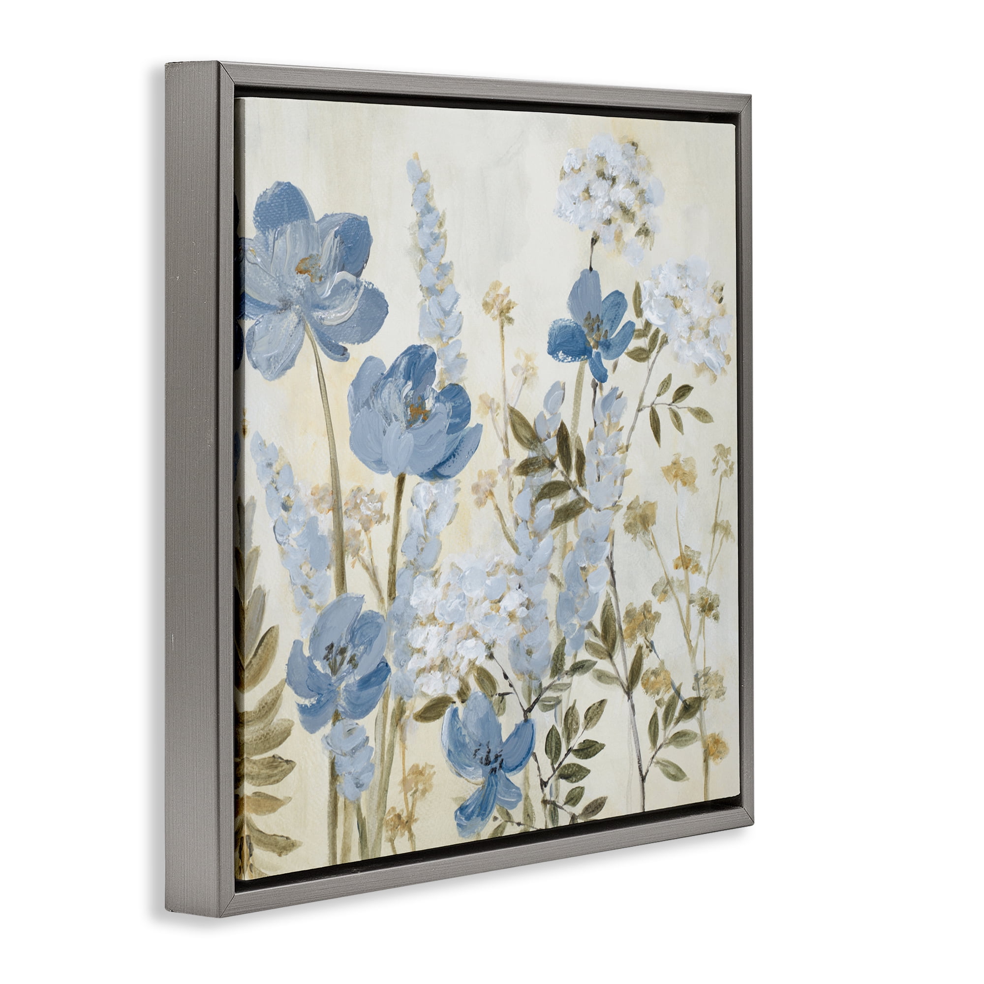 Stupell Industries Peace In The Blue Garden Gray Framed Floater Canvas Wall Art, design by Lanie Loreth