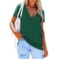thumbnail image 4 of ONLYSHE Womens Summer V Neck T Shirts Short Sleeve Loose Fit Basic Tunic Tops Blouse, 4 of 5
