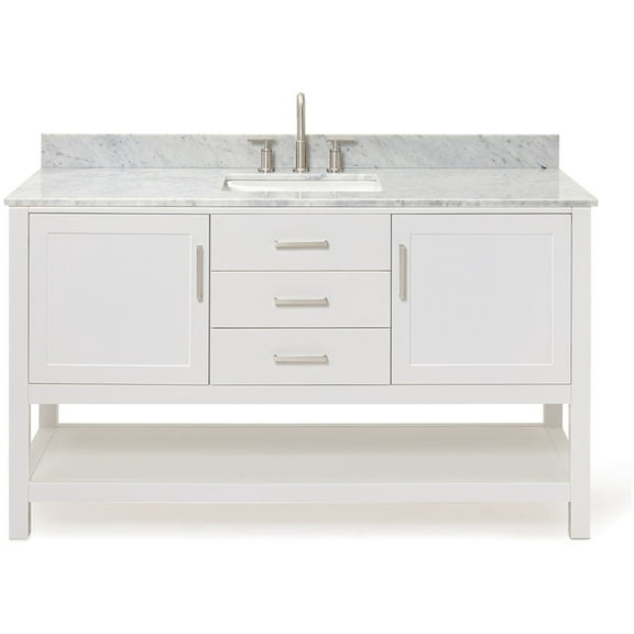 Ariel R061scw2rvo Bayhill 61" Free Standing Single Rectangular Basin Vanity Set - White