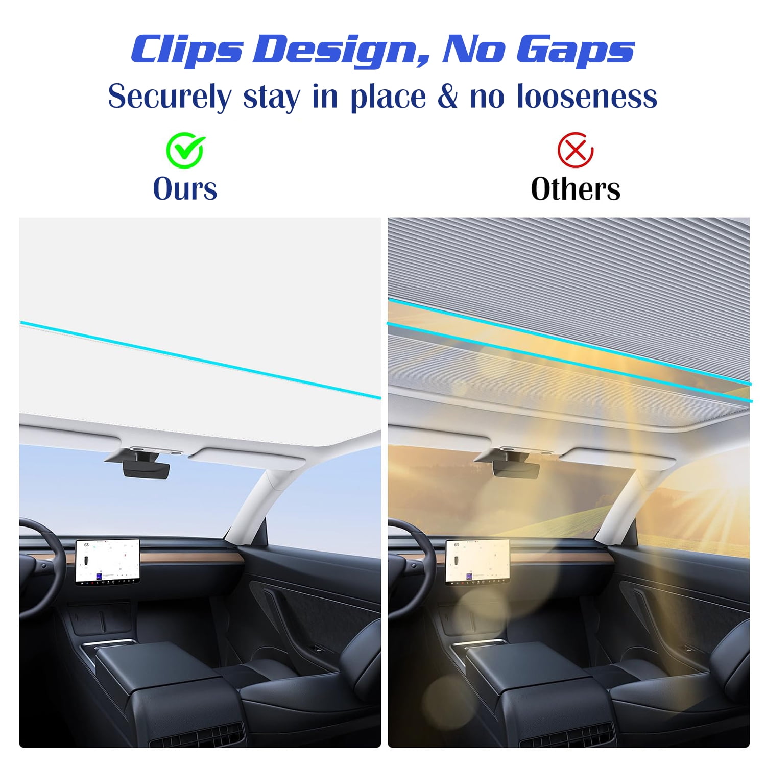 ASTRAEA Sunshade Roof for Tesla Model Y 2024-2020 [No Gaps, No Sag] Foldable Glass Roof Sun Shade Heat Insulation for Tesla Model Y, Grey