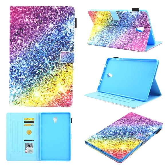 Allytech Slim Fit Smart Flio Wallet Case for Samsung Galaxy Tab A 10.5 inch 2018 SM-T590/T595 Tablet, with Pencil Holder and Card Pocket, Colorful Sand