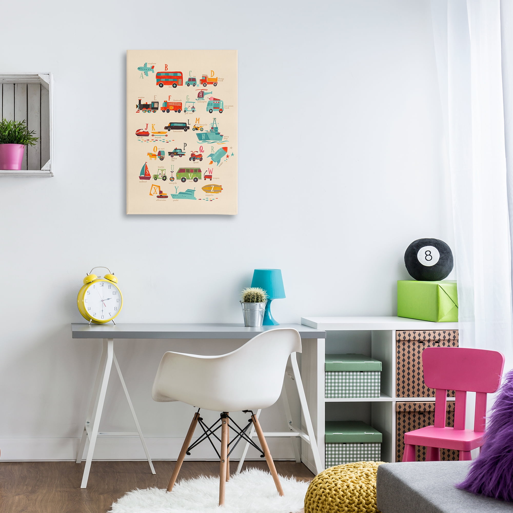 Stupell Industries Varied Transportation Alphabet Education Painting Wrapped Canvas Art Print Wall Art, 20 x 30