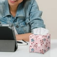 thumbnail image 6 of POLERO Waterproof Tissue Box Cover Square with Pink Butterfly, Leather Tissue Box Holders ,Facial Paper Organizer Dispenser for Bathroom, Car, Office, 5.1"X5.1"X5.5", 6 of 7