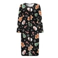 thumbnail image 4 of Xoenoiee Christmas Cookies Snowman Tree Candy Snowflake Print Women Zipper Robe Long Sleeve Nightgowns Xmas Lightweight Bathrobe Soft Nightgowns Loungewear House Coat with Pockets, S, 4 of 7